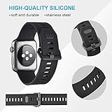 HWeggo Apple Watch Armband 42mm soft Silicon Ersatz Uhrarmband for Sport iWatch Serie 3 Serie 2 Serie 1, schwarz - 3