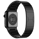 MroTech Metallarmband kompatibel für 42mm Apple Watch Armband Edelstahl Uhrenarmband Ersatz für Apple Watch Serie 3 / 2 / 1, iWatch Sport Edition Nike+ (42 mm, Schwarz)