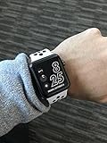 VIKATECH Für Apple Watch Armband 42mm, Weiche Silikon Ersatz Armbänder für Apple Watch Armband 42mm Series 3/2 / 1, Sport, Edition, M/L, Weiß/Schwarz - 2